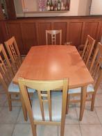 Eettafel + 6 stoelen met witte zitting, Ophalen, Gebruikt