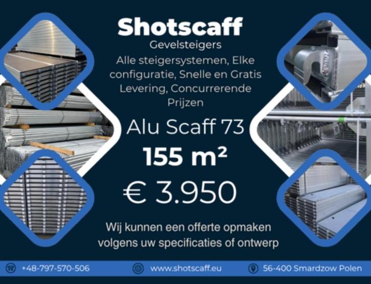 Het beste aandob | 155 m² | Nieuwe alu steiger, Doe-het-zelf en Bouw, Steigers, Nieuw, Gevelsteiger, 5 meter of hoger, Ophalen