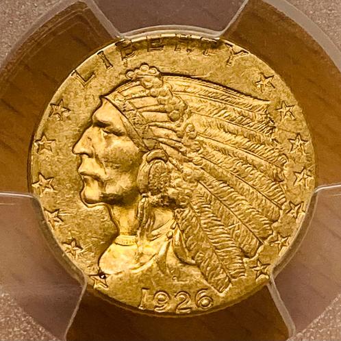 Goud 2,5 Dollar 1926 , Indiaan , MS-62 !!!, Postzegels en Munten, Munten | Amerika, Losse munt, Midden-Amerika, Goud, Ophalen of Verzenden