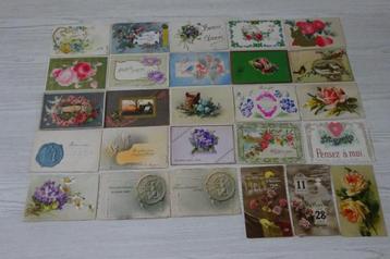 Lot 65 postkaarten fantasie Lot 65 cartes fantaisie gaufrée beschikbaar voor biedingen