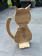 Houten kat beeldje huisdecoratie, Ophalen of Verzenden, Nieuw, Dier