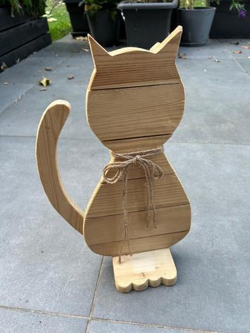 Houten kat beeldje huisdecoratie beschikbaar voor biedingen