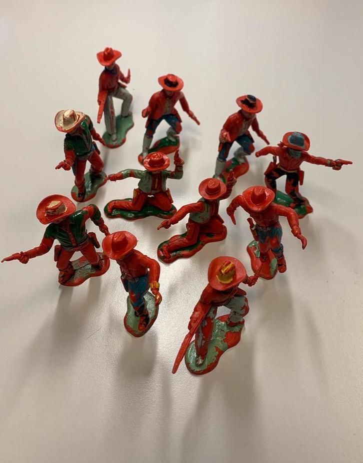 Lot de 11 figurines Crescent Toys Cowboy année 1960 vintage., Verzamelen, Poppetjes en Figuurtjes, Gebruikt, Ophalen of Verzenden