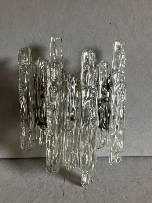 Vintage ijsglas wandlamp van acryl 3 panelen, Huis en Inrichting, Lampen | Plafondlampen, Gebruikt, Ophalen of Verzenden
