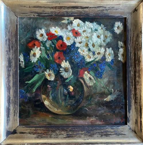Peinture NATURE MORTE AUX FLEURS de Louise GOBERT 1936, Antiek en Kunst, Kunst | Schilderijen | Klassiek, Ophalen