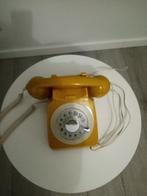 Okergele telefoon vintage look, kan aangesloten worden, Telecommunicatie, Ophalen, Nieuw, Met draaischijf