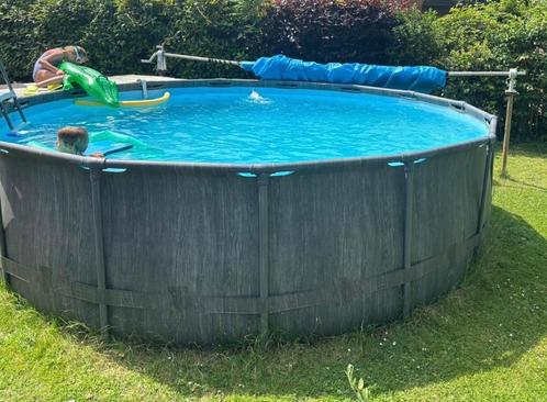 Piscine ronde Greywood prism frame intex 457cm + robot + bâc, Tuin en Terras, Zwembaden, Gebruikt, Opzetzwembad, 120 cm of meer