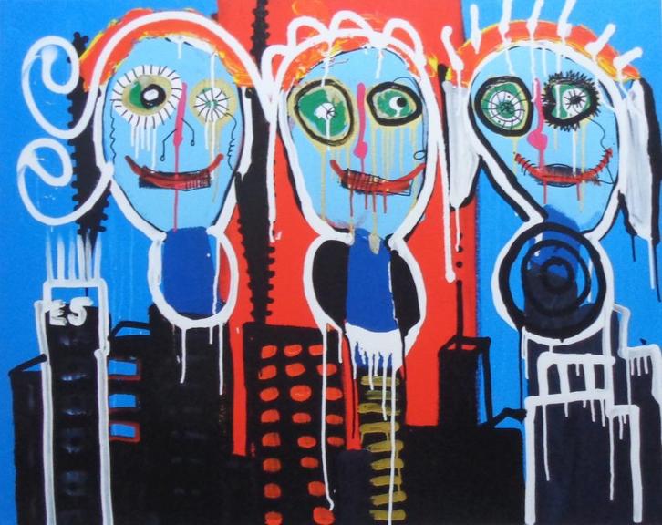 PAUL INDREK KOSTABI / FIGURATIE / KLEURGICLEE / 52x61cm SIG, Antiek en Kunst, Kunst | Litho's en Zeefdrukken, Ophalen of Verzenden