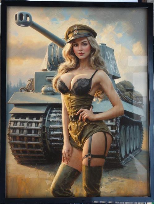 [Poster in Frame] Sexy Leger USA WW2 Pin up + Tank, Verzamelen, Film en Tv, Nieuw, Poster, Verzenden
