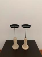 Paar „R&Y AUGOUSTI” kandelaars van Shagreen leer, Overige materialen, Kandelaar, Zo goed als nieuw, 25 tot 50 cm