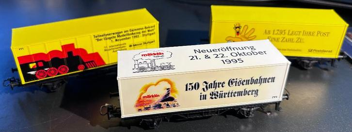 3355. Set van 3 H0 Märklin containerwagens., Hobby en Vrije tijd, Modeltreinen | H0, Zo goed als nieuw, Wagon, Märklin, Ophalen of Verzenden