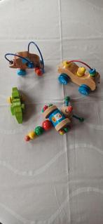 4 houten baby speelgoed, Bumba, olifant, krokodil en rups, Gebruikt, Ophalen