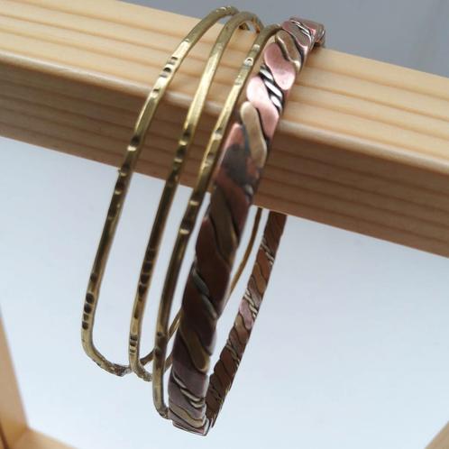 Set ven 4 koperen vintagearmbanden, Handtassen en Accessoires, Armbanden, Zo goed als nieuw, Ophalen of Verzenden