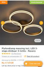 Plafondlamp messing incl led 3 staps dimbaar, Maison & Meubles, Lampes | Plafonniers, Enlèvement ou Envoi, Comme neuf