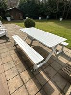 Mundo Vinci Basics Mundo picknicktafel in wit aluminium, Tuin en Terras, Picknicktafels, Ophalen, Zo goed als nieuw, Rechthoekig