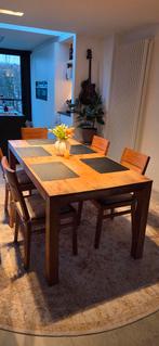Teak houten tafel met 6 stoelen, Huis en Inrichting, Complete eetkamers, Ophalen