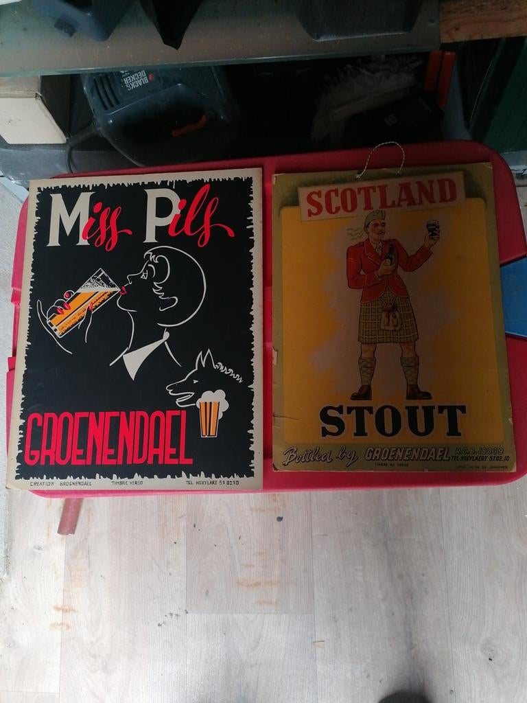 2 oude réclamés Groenendael, Diversen, Vlaggen en Wimpels, Ophalen of Verzenden