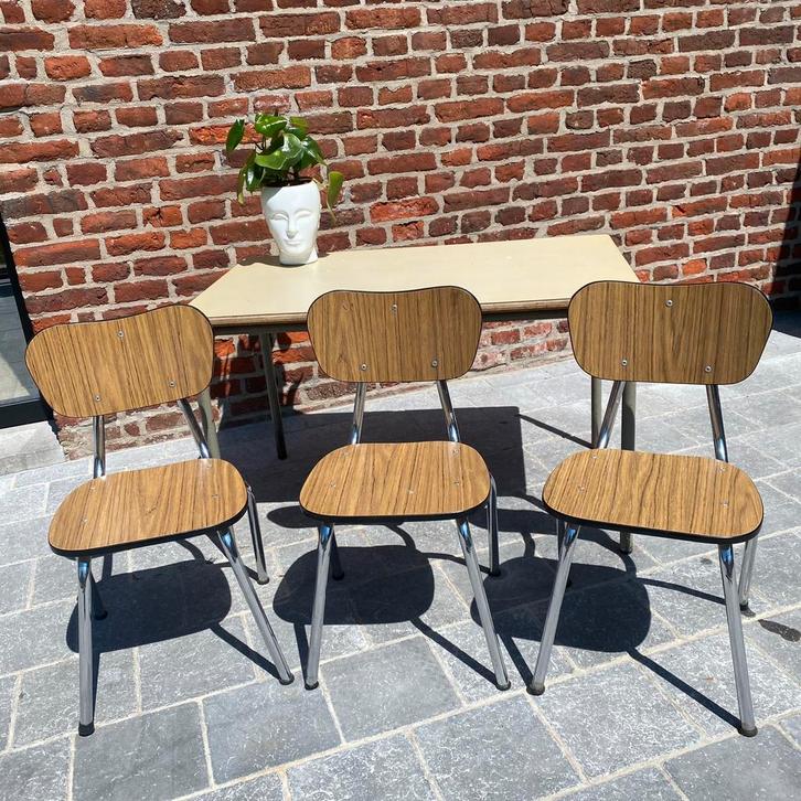 Vintage kinderstoelen, Huis en Inrichting, Stoelen, Gebruikt, Drie, Metaal, Bruin, Ophalen