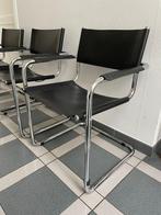 Set van 6 Bauhaus cantilever stoelen – Thonet S34 stijl, Huis en Inrichting, Stoelen, Ophalen, Gebruikt, Zwart, Leer
