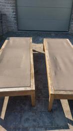 2 ligstoelen van hout en stof., Tuin en Terras, Ophalen, Gebruikt, Hout