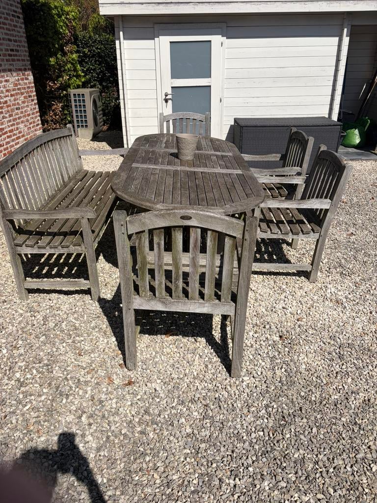 Teak houten tuinset ophalen Lommel, Ophalen, Gebruikt, Hout, Bank