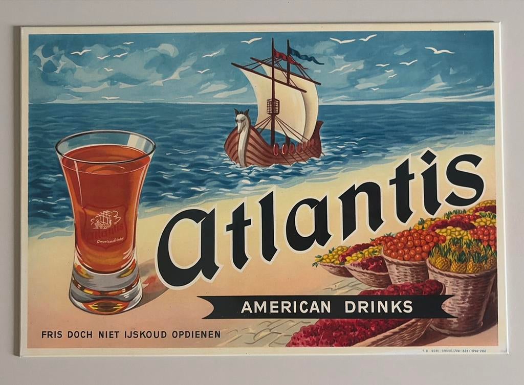 Reclamebord “Atlantis American drinks”, Ophalen of Verzenden, Nieuw, Reclamebord