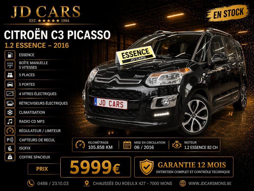 CITROËN C3 PICASSO 1.2 ESSENCE 110‼️GARANTIE 1 AN CTOK‼️, Achat, Euro 6, Entreprise, Garantie prolongée