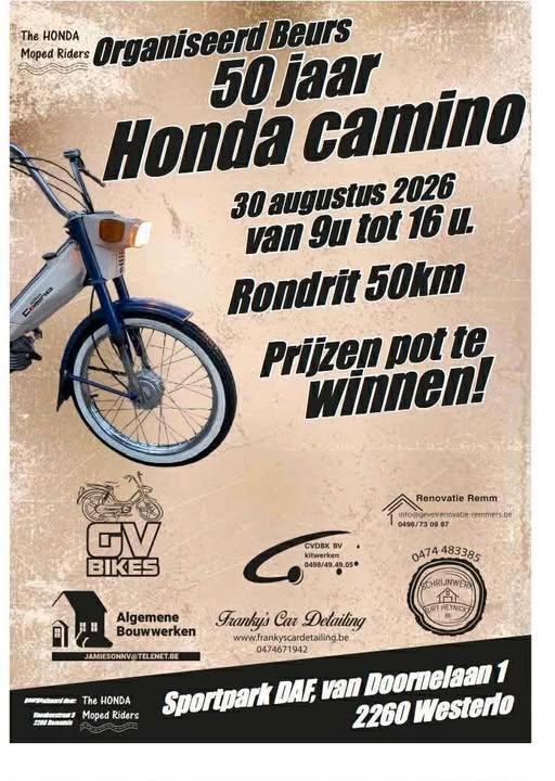 BEURS 50 JAAR HONDA CAMINO, Fietsen en Brommers, Brommers | Honda, Gebruikt, Overige modellen, Klasse B (45 km/u), Ophalen