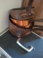 Antieke koperen franse pannen eind 19 de eeuw, Ophalen of Verzenden, Koper