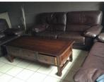 Lederen bankstel en salontafel te koop, Huis en Inrichting, Zetels | Zetels, Ophalen, Gebruikt, Leer