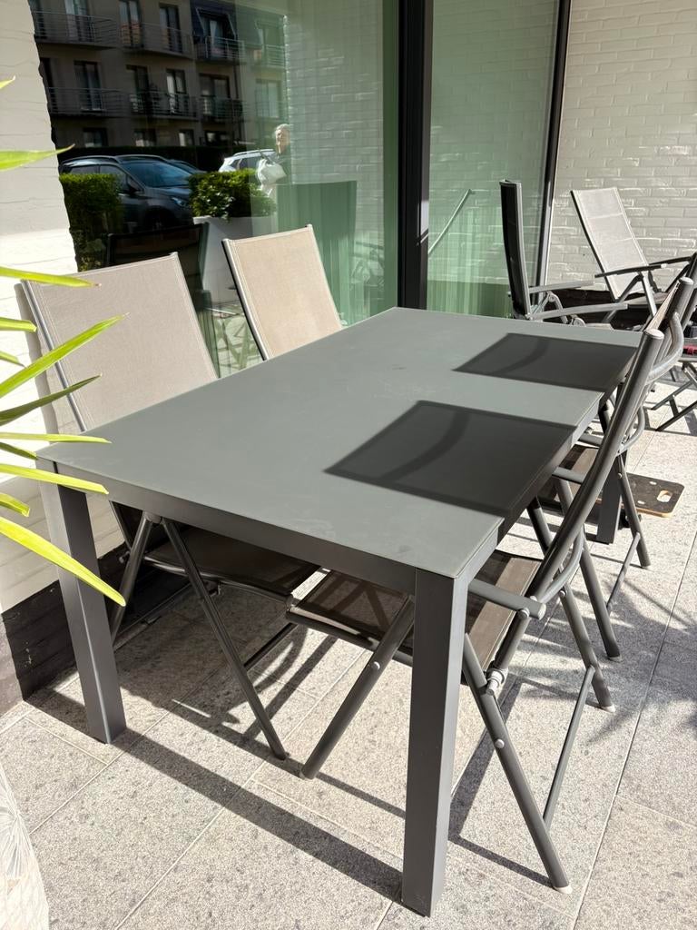 Tuinset (met glazen blad), Jardin & Terrasse, Ensembles de jardin, Comme neuf, Salons de jardin, Enlèvement