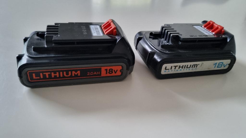 2 accu's 18V Black & Decker + oplader, Ophalen of Verzenden, Gebruikt