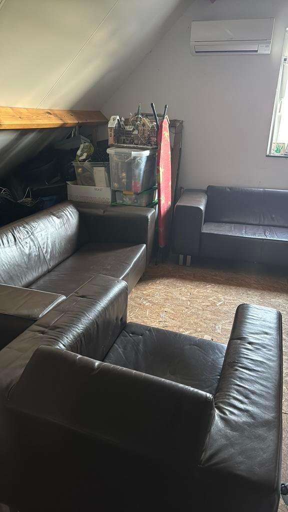 GRATIS Bankstel, Huis en Inrichting, Ophalen, Gebruikt, Leer