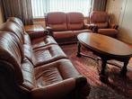 Degelijk klassiek lederen salon met houten kader, Huis en Inrichting, Ophalen, Zo goed als nieuw, Leer, Klassiek
