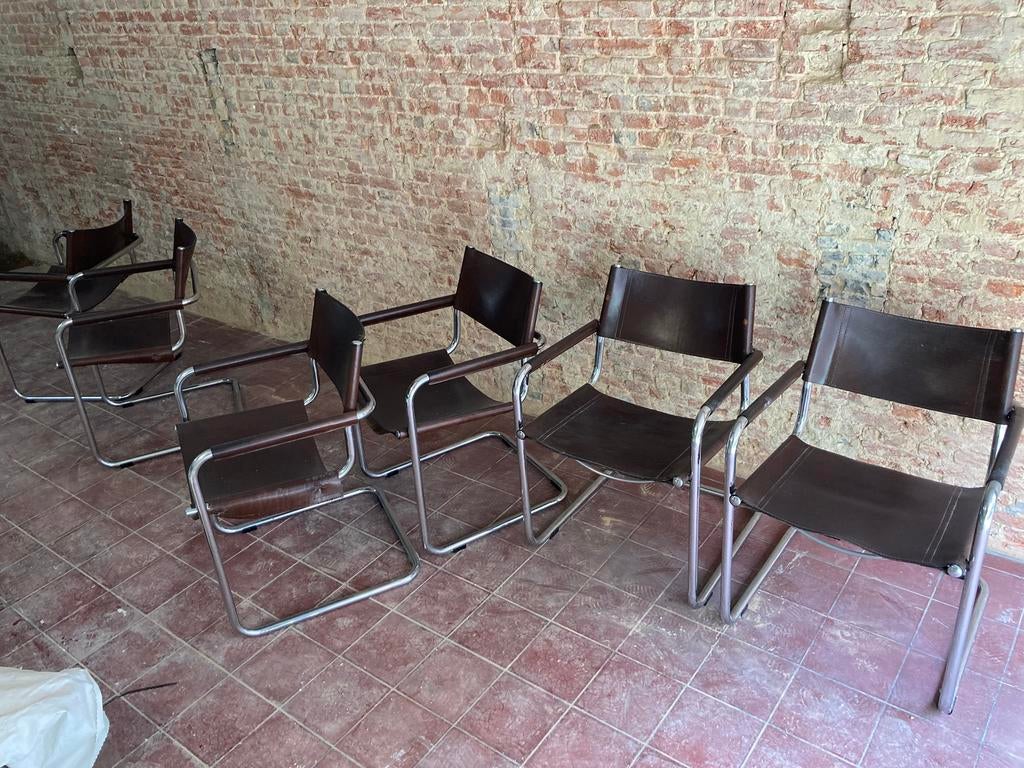 Matteo Grassi MG5 buisstoel 6 stuks, Maison & Meubles, Chaises, Canyileverstoel gebaseerd op ideeën Mart Stam, Brun, Enlèvement