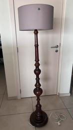 Lampe sur pied avec base en bois et abat-jour en tissu, Enlèvement, Comme neuf, Bois
