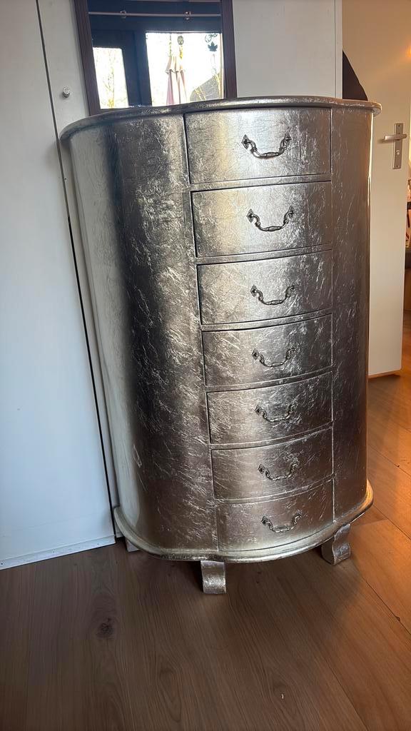 Commode Semainier – finition argentée – 7 tiroirs, Huis en Inrichting, Kasten | Ladekasten, Zo goed als nieuw, 100 tot 150 cm