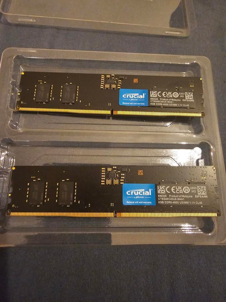 Crucial 2x8 GB DDR5 4800 MHz CL40, Ophalen of Verzenden, Desktop, DDR5, 16 GB
