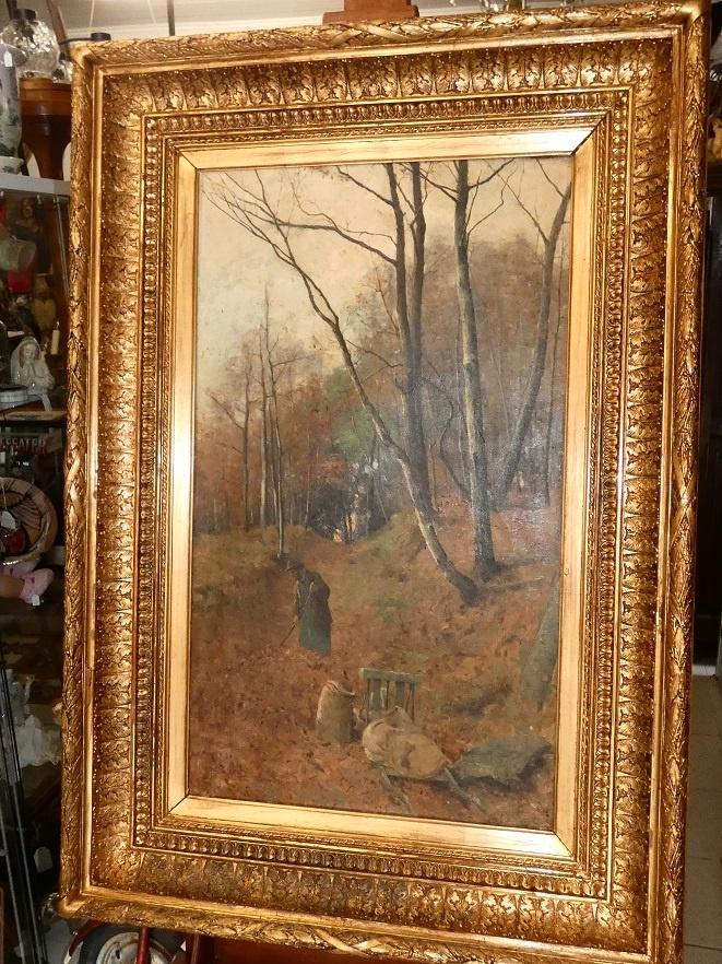 André Collin (1862-1930) "houtsprokkelaar"., Antiek en Kunst, Kunst | Schilderijen | Klassiek, Ophalen