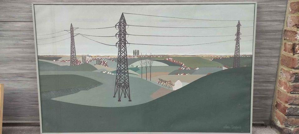 Huile sur toile paysage à Braine l alleud de Léon michiels, Antiquités & Art, Enlèvement