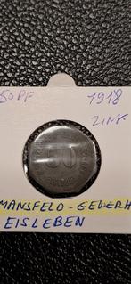 Duits notgeld 50 pfennig 1918 Eisleben Mansfeld-Gewerh zink, Enlèvement ou Envoi