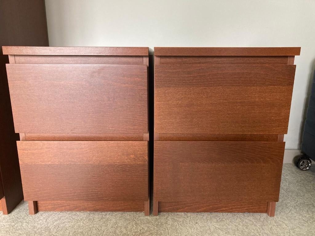 Malm - 2 nachtkastjes donkerbruin - Perfecte staat!, 25 à 50 cm, Donkerbruin, niet meer verkrijgbaar bij Ikea., Moins de 100 cm