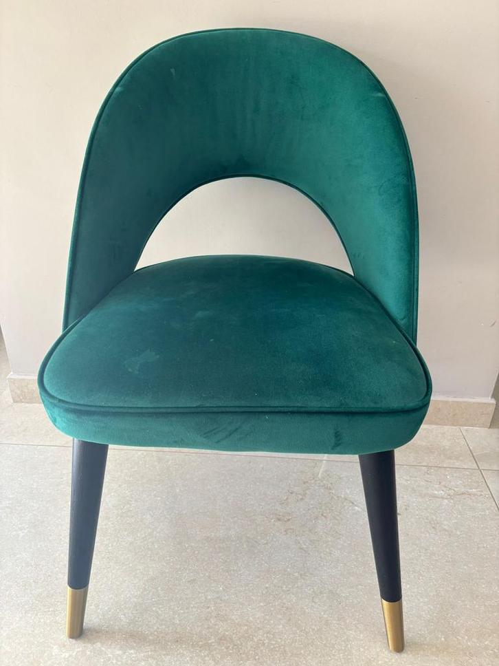 Chaise velour vert, Maison & Meubles, Chaises, Utilisé, Une, Autres couleurs, Enlèvement