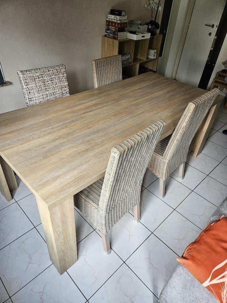 Tafel met 6 stoelen, Huis en Inrichting, Tafels | Eettafels, Ophalen, Gebruikt, Overige houtsoorten