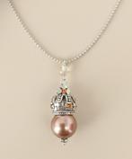 Dolce Luna Hanger Ketting - Champagne Parel & Swarovski, Handtassen en Accessoires, Kettingen, Ophalen, Met hanger, Beige, Nieuw