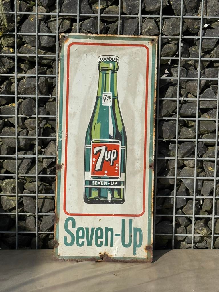 Oud 7up reclamebord Seven-Up, Ophalen of Verzenden, Gebruikt, Reclamebord