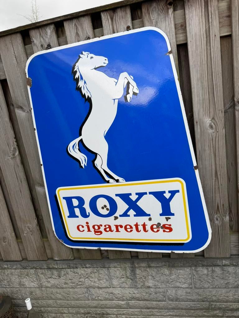 ROXY sigaretten emaille reclamebord XL, Ophalen, Gebruikt, Reclamebord