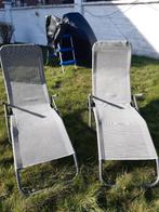 2 transats de jardin gris modernes, Enlèvement, Comme neuf, Métal, Mobile
