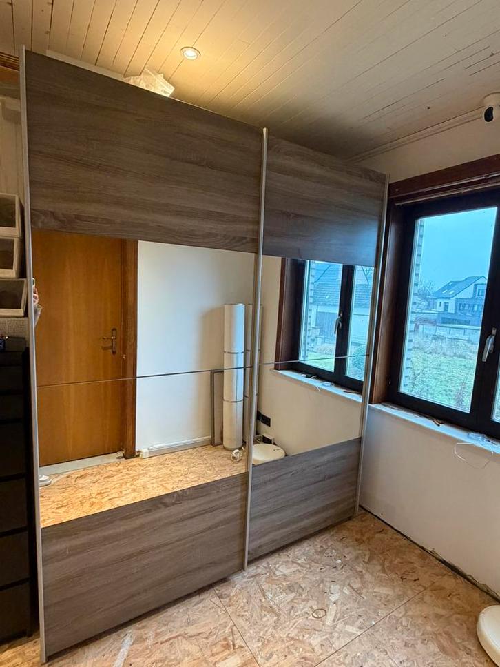 Kleerkast met schuifdeuren + spiegels, Huis en Inrichting, Kasten | Kleerkasten, Gebruikt, 200 cm of meer, 150 tot 200 cm, 50 tot 75 cm
