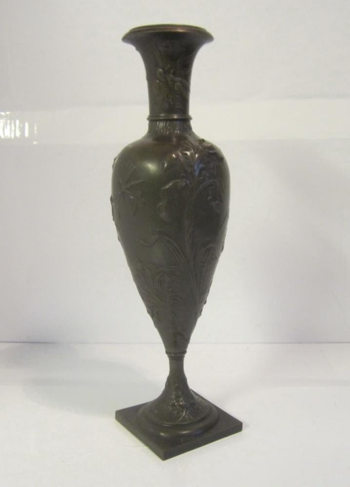 Vase art nouveau ancien August De Wever, bronze, Envoi, Bronze